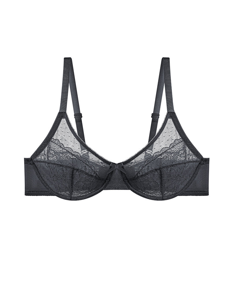 Large Size Underwear Thin Mesh Push-up Bra French Sexy Soft Steel Ring Anti-sagging Bra