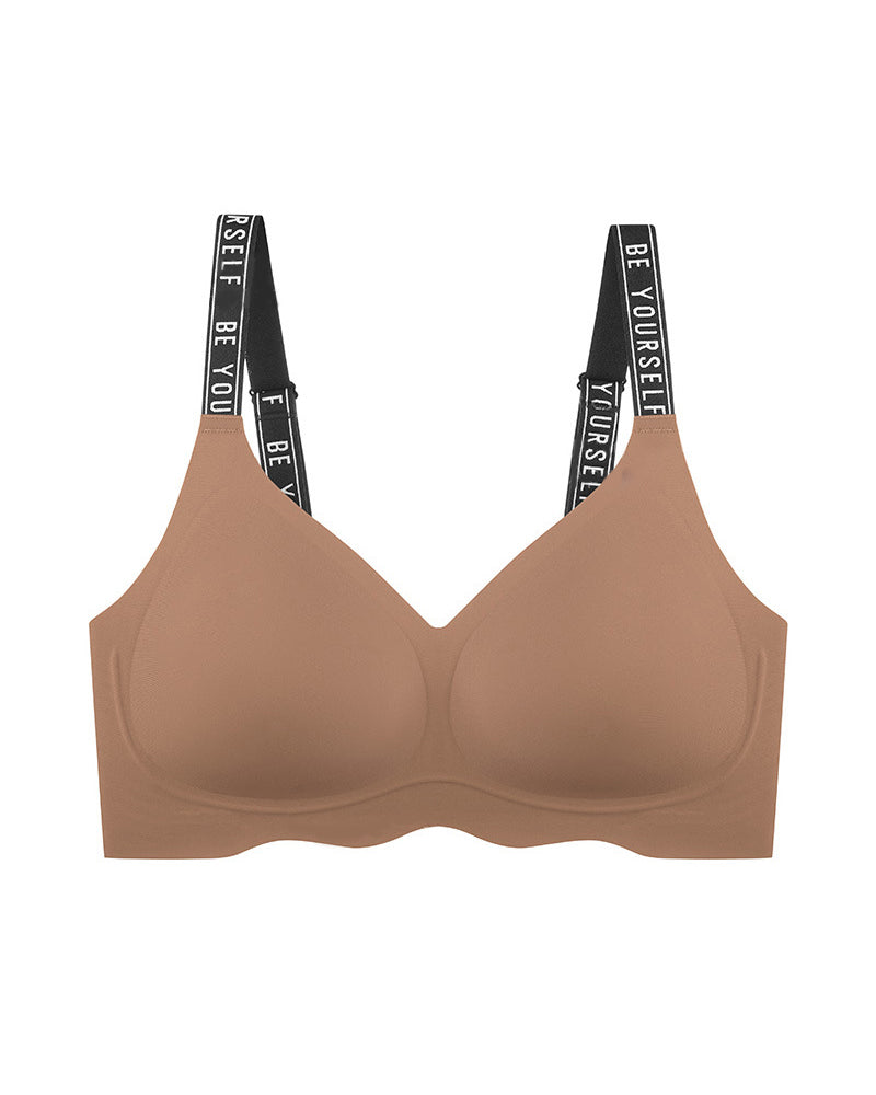 Seamless Jelly Strap Bra Customizable Letter Straps Push-Up Support Anti-Sagging Sculpted Back Wire-Free Lightweight Activewear