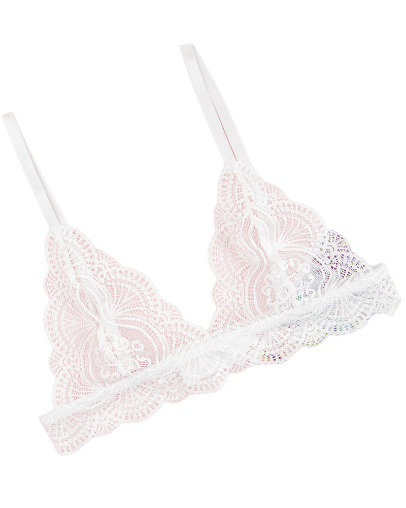 Triangle Cup French-Style Thin-Strap Sexy Lingerie for Women Pure Desire Lace Trim Breathable Backless Bra