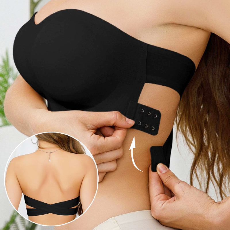Non-Slip Crossover Side Hook Bandeau Bra