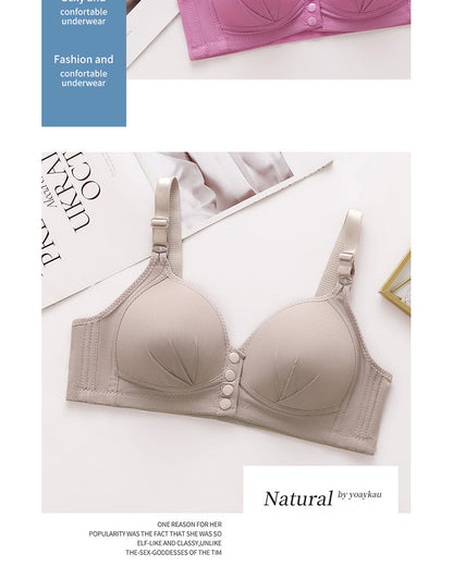 Plus Size Women's Lingerie Front-Closure Nursing Wire-Free Push-Up Side-Control Lightweight Cups