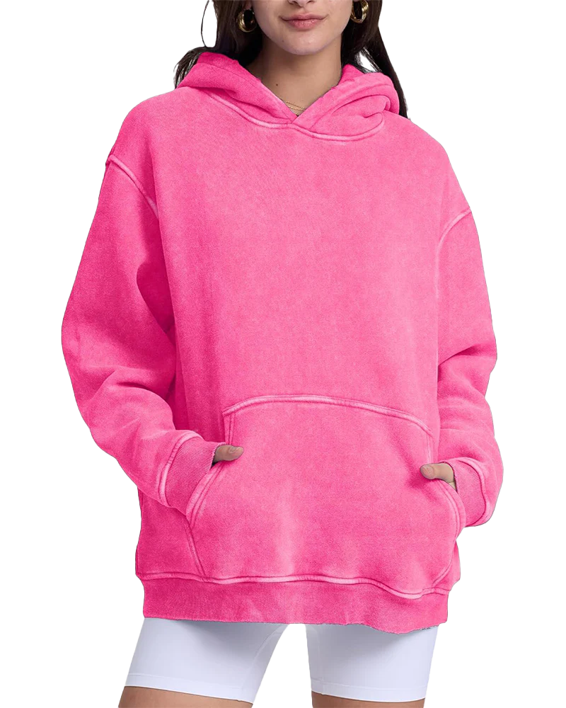 Oversized Unisex Acid Wash Hoodie Pullover