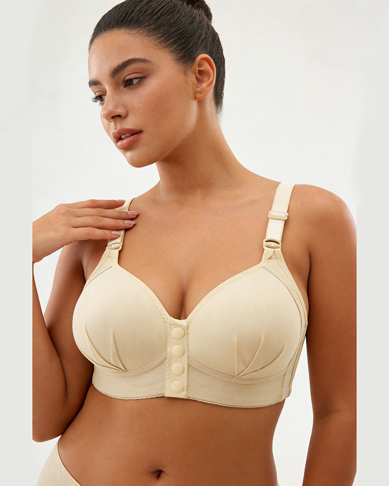 Plus Size Women's Lingerie Front-Closure Nursing Wire-Free Push-Up Side-Control Lightweight Cups