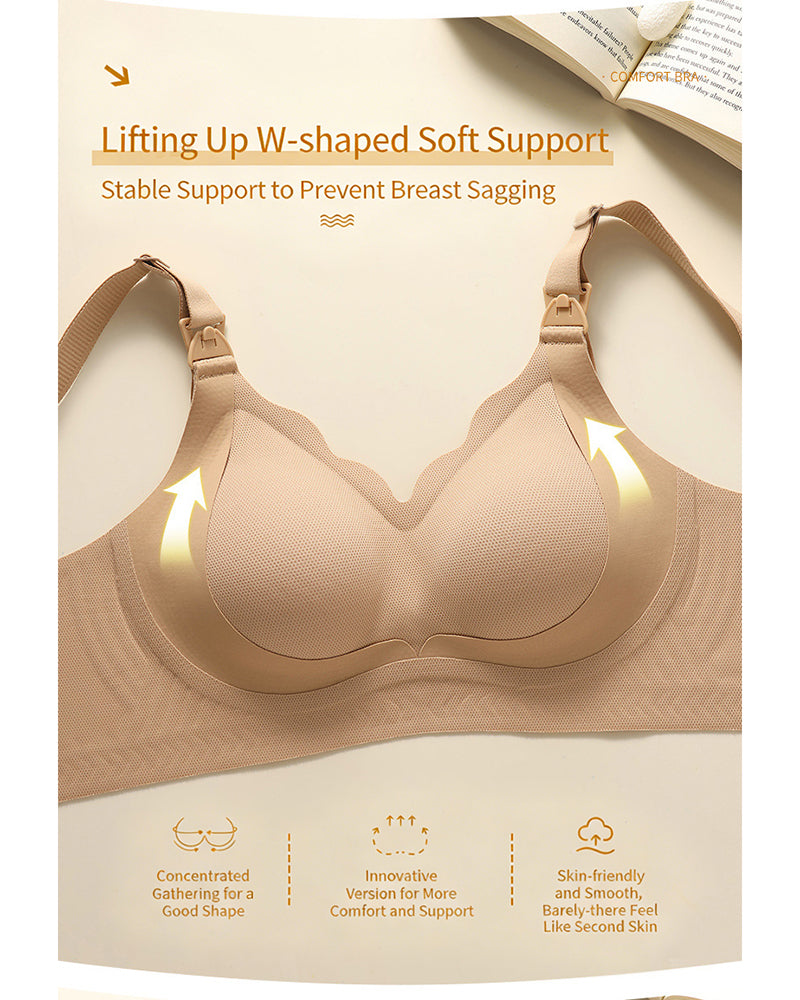 Maternity Nursing Bra Supportive, Anti-Sagging, Wire-Free Reduces Side Breast Bulge Postpartum Nursing Bra