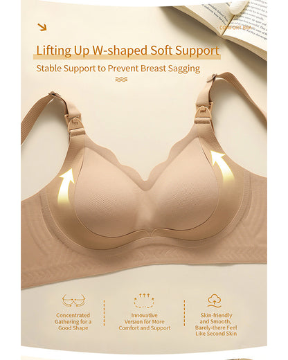 Maternity Nursing Bra Supportive, Anti-Sagging, Wire-Free Reduces Side Breast Bulge Postpartum Nursing Bra
