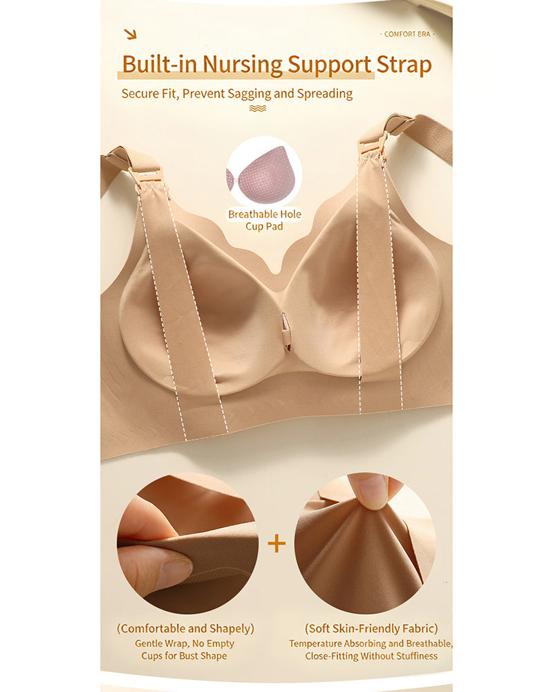 Maternity Nursing Bra Supportive, Anti-Sagging, Wire-Free Reduces Side Breast Bulge Postpartum Nursing Bra