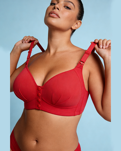 Plus Size Women's Lingerie Front-Closure Nursing Wire-Free Push-Up Side-Control Lightweight Cups