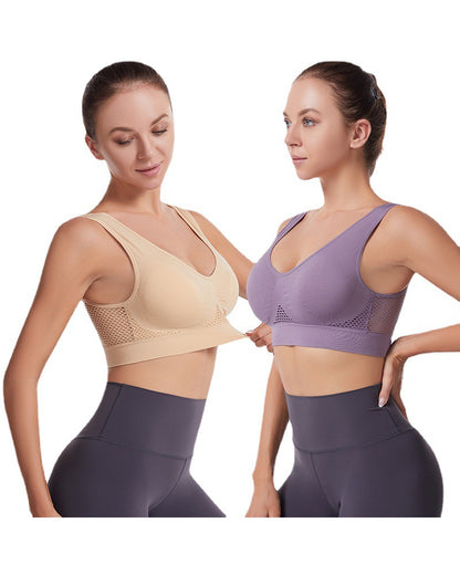 Plus-Size Women's Underwear Yoga & Sports Lace-Up Mesh Breathable Ventilation Wire-Free Tank Top