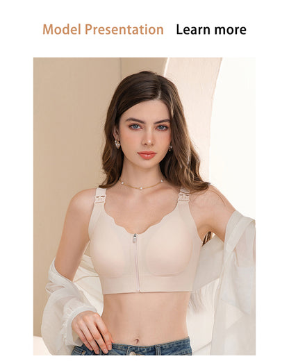 Front-Zip Nursing Bra Anti-Sagging Design Minimizes Appearance of Larger Busts Pregnancy & Postpartum Exclusive Thin-Style Nursing Bra