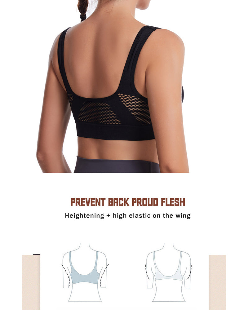 Plus-Size Women's Underwear Yoga & Sports Lace-Up Mesh Breathable Ventilation Wire-Free Tank Top