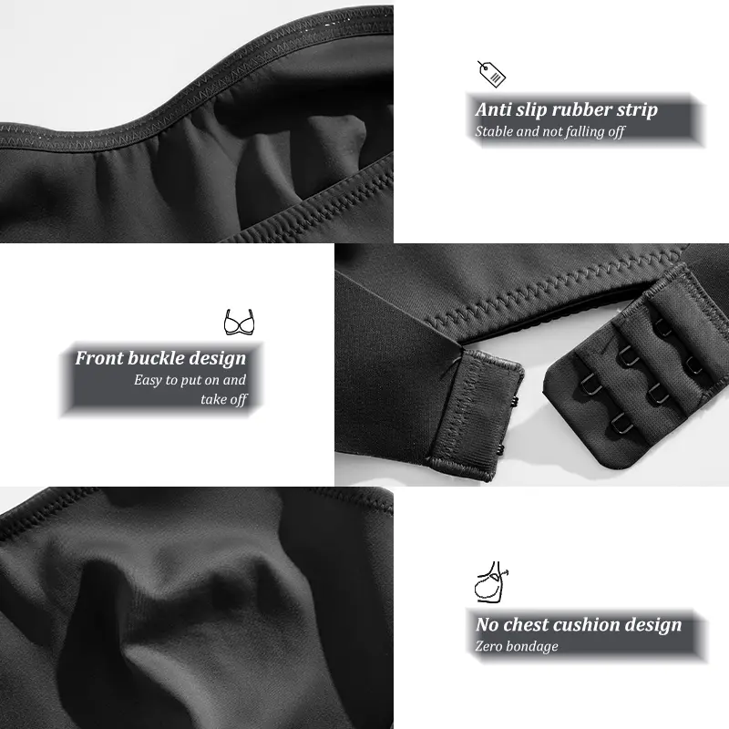 Front Closure Wireless Seamless Bandeau Bra