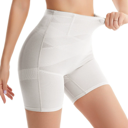 High Waist Criss-Cross Mesh Breathable Shaping Shorts