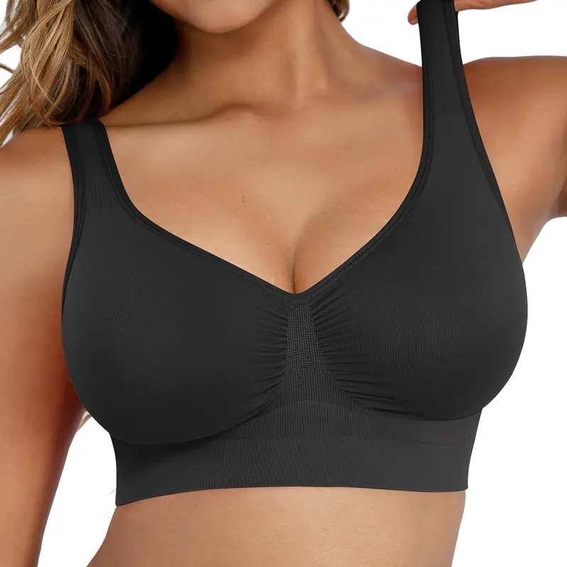 Wide Shoulder Strap Wireless T-Shirt Bra