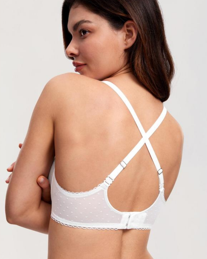 Women's Balconette Lace Bra See Through Demi Sheer