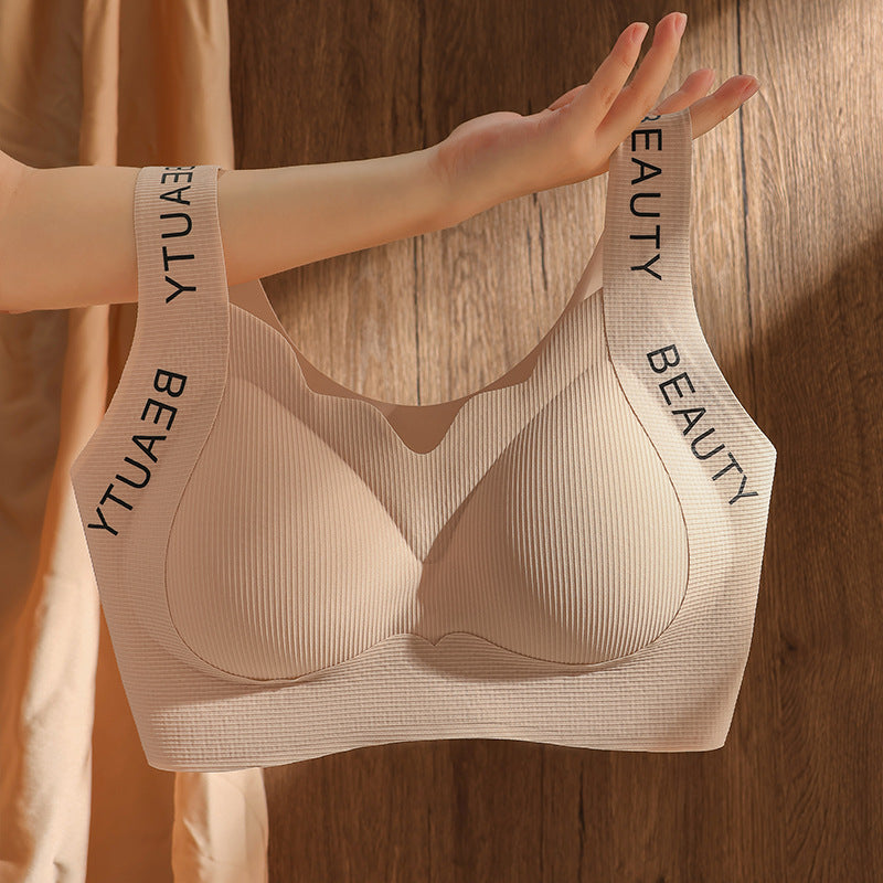 Women's Comfortable Large Size Traceless Non-steel Ring Beautiful Vest Bra