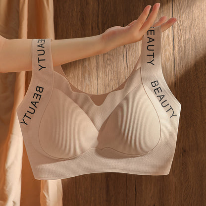 Women's Comfortable Large Size Traceless Non-steel Ring Beautiful Vest Bra