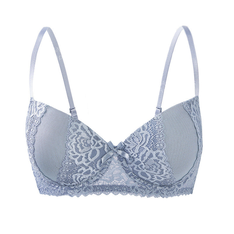 Wire-Underwire Bra for Women: Supportive Lift & Gathering, Anti-Sagging, Sensual Lace, Lightweight Breathable, Adjustable Bra