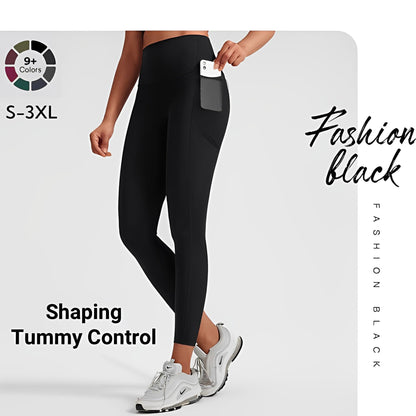 High-waisted tummy-controlling and body-shaping training leggings
