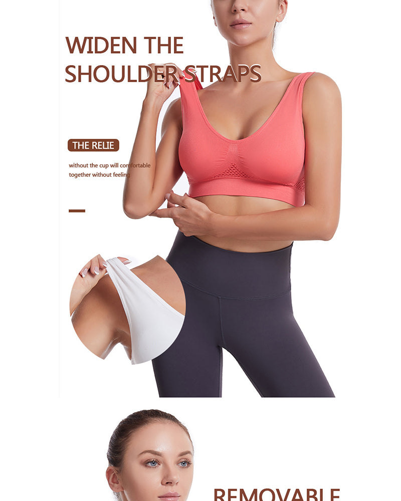 Plus-Size Women's Underwear Yoga & Sports Lace-Up Mesh Breathable Ventilation Wire-Free Tank Top