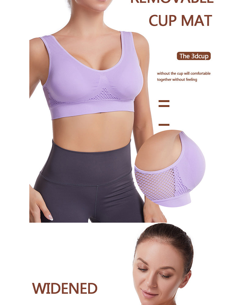 Plus-Size Women's Underwear Yoga & Sports Lace-Up Mesh Breathable Ventilation Wire-Free Tank Top