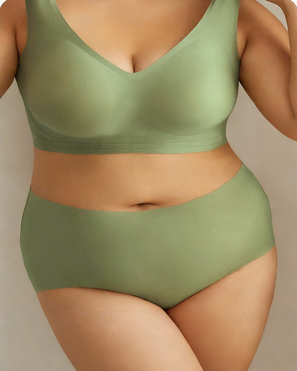 Fat Plus Size Traceless Underwear Set Bra Large Chest Small Comfortable No Rings