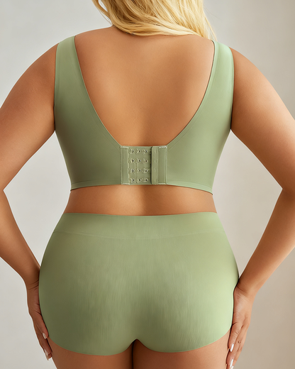 Fat Plus Size Traceless Underwear Set Bra Large Chest Small Comfortable No Rings