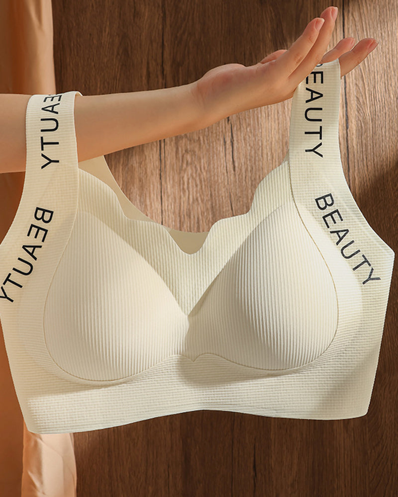 Women's Comfortable Large Size Traceless Non-steel Ring Beautiful Vest Bra