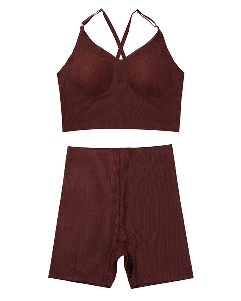 Seamless Sports Bra Set for Women Strapless Bra with Comfortable, Breathable Yoga Pants