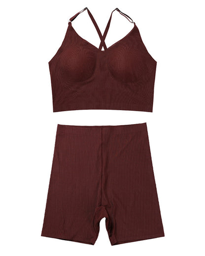 Seamless Sports Bra Set for Women Strapless Bra with Comfortable, Breathable Yoga Pants