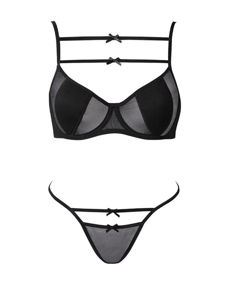 Sexy Lace Lingerie Set for Women Sensual Backless Design Sheer and Breathable Push-Up and Gathering Pure Desire Women's Bra