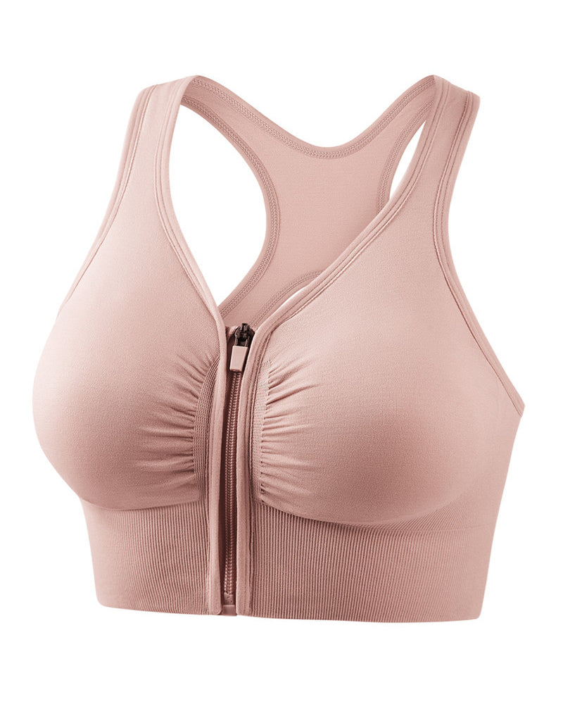 Shock-Absorbing  Supportive  Running  Yoga  Fitness  Cutout  Backless  Front Zipper  Sports  Underwear for Women