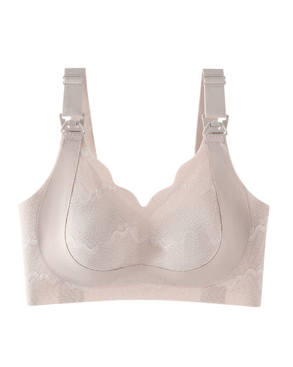 Lace Lightweight Cup Maternity Nursing Bra - Wire-Free Soft Support, Seamless, Anti-Gaping, Strapless