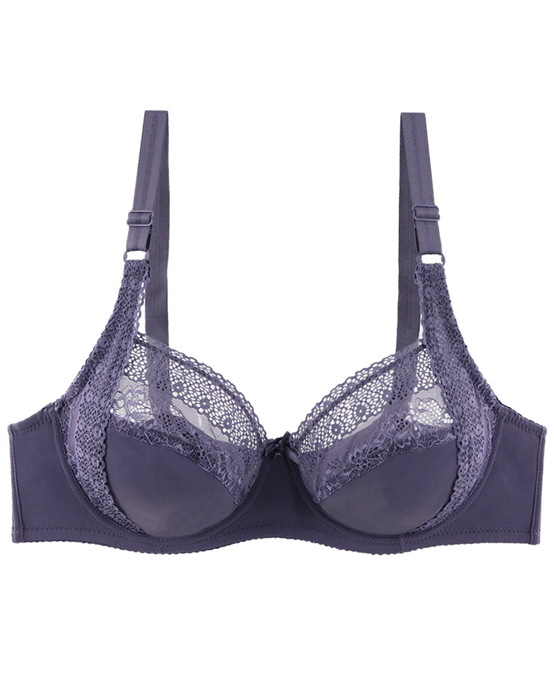 Plus Size Women's Underwear Push-Up Lightweight Underwire Shaping Side-Boob Control Lace