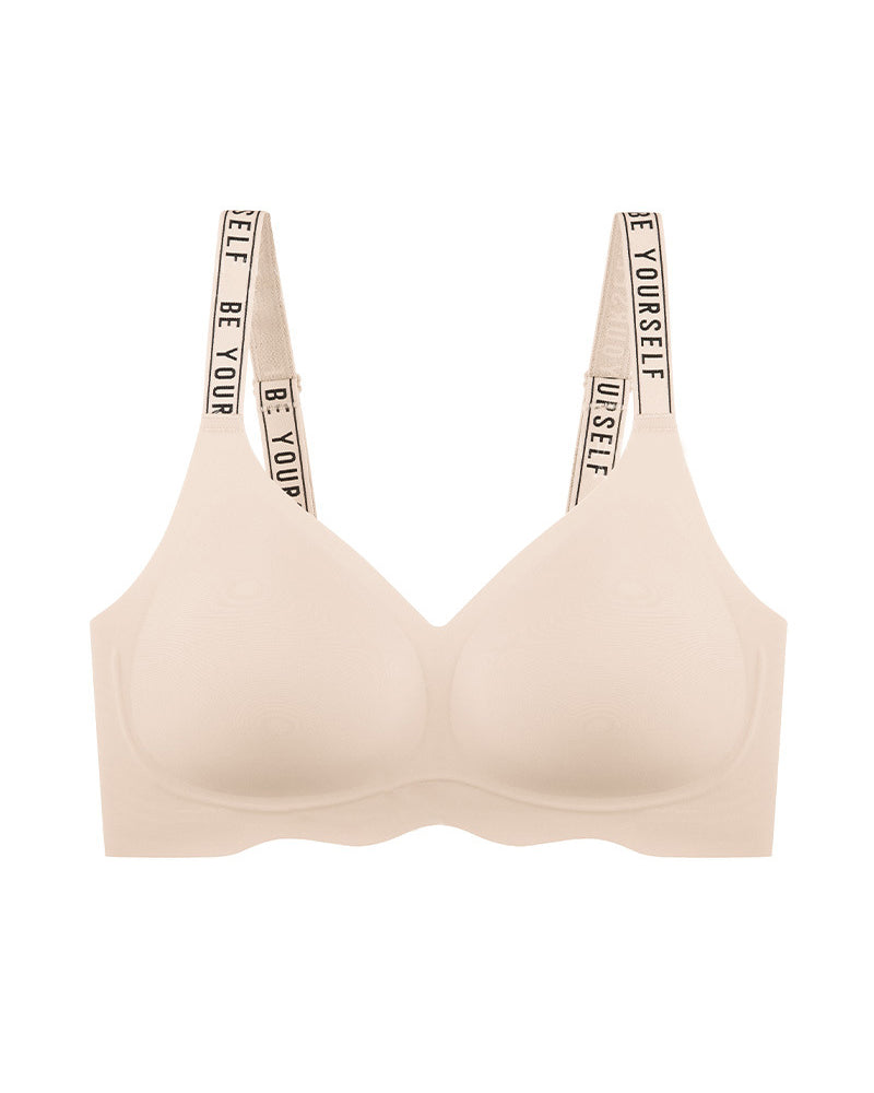 Seamless Jelly Strap Bra Customizable Letter Straps Push-Up Support Anti-Sagging Sculpted Back Wire-Free Lightweight Activewear