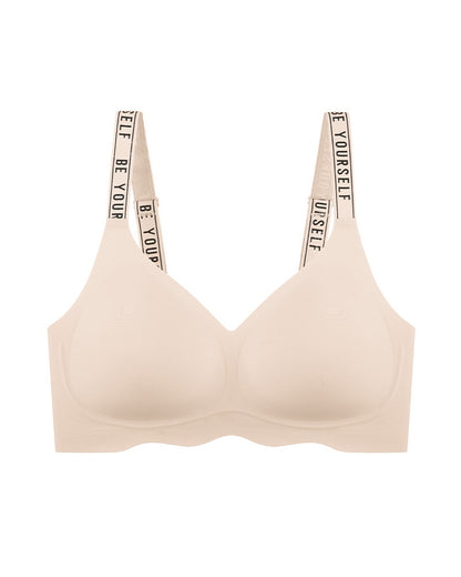Seamless Jelly Strap Bra Customizable Letter Straps Push-Up Support Anti-Sagging Sculpted Back Wire-Free Lightweight Activewear