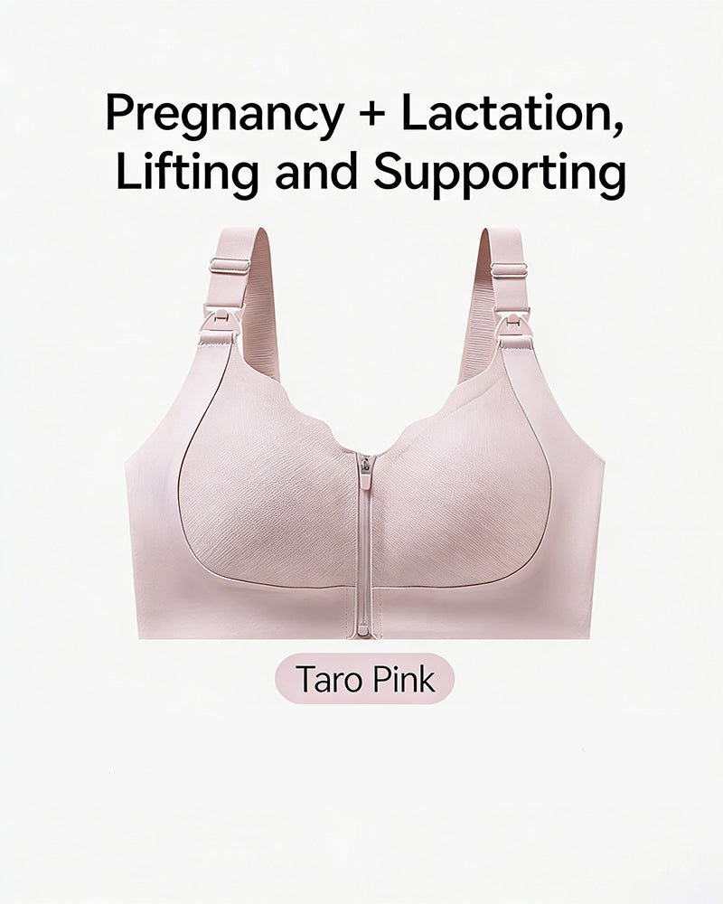 Front-Zip Nursing Bra Anti-Sagging Design Minimizes Appearance of Larger Busts Pregnancy & Postpartum Exclusive Thin-Style Nursing Bra