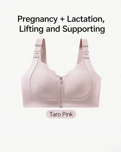 Front-Zip Nursing Bra Anti-Sagging Design Minimizes Appearance of Larger Busts Pregnancy & Postpartum Exclusive Thin-Style Nursing Bra