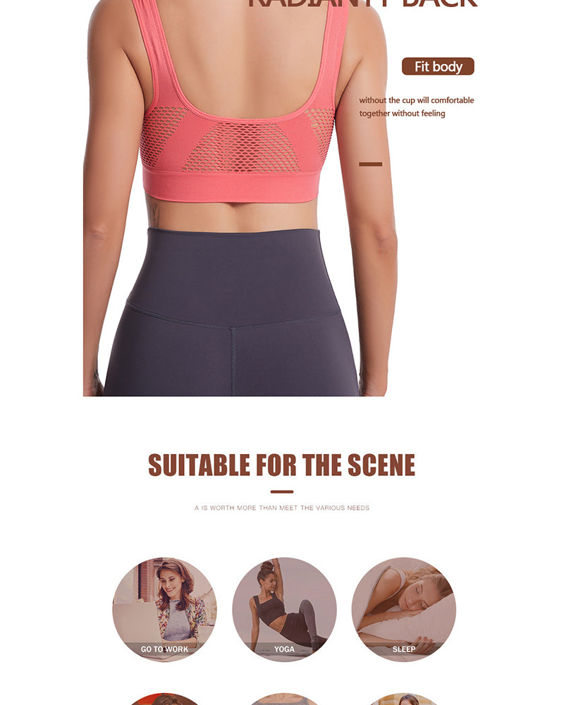 Plus-Size Women's Underwear Yoga & Sports Lace-Up Mesh Breathable Ventilation Wire-Free Tank Top