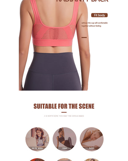 Plus-Size Women's Underwear Yoga & Sports Lace-Up Mesh Breathable Ventilation Wire-Free Tank Top