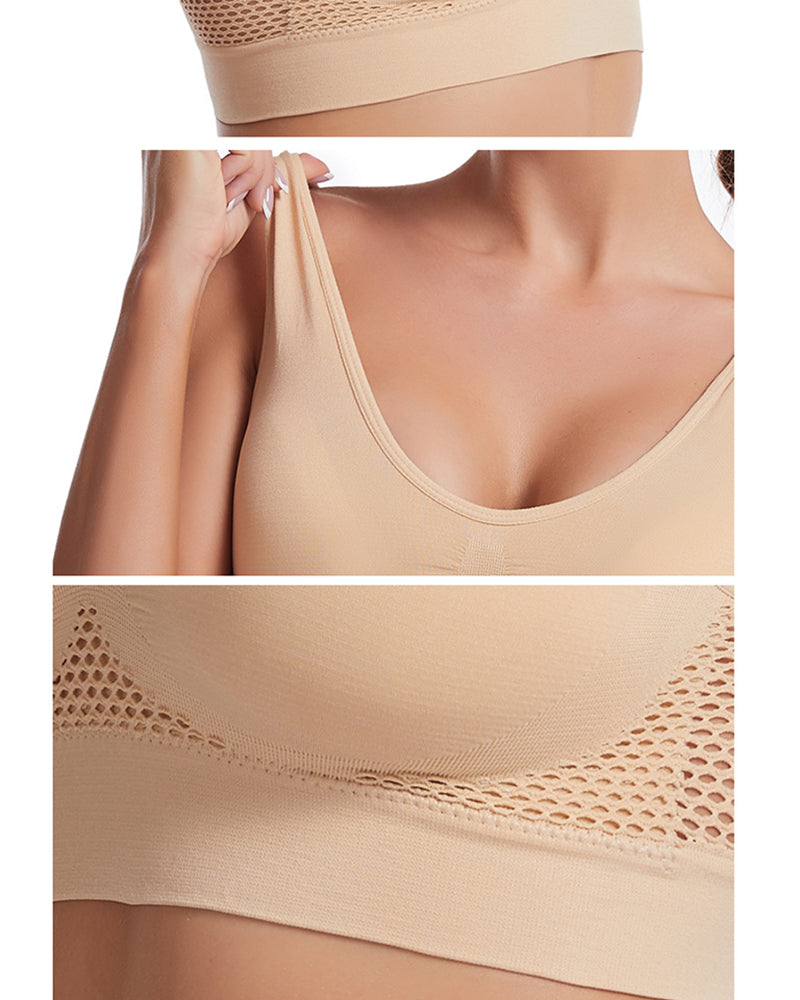 Plus-Size Women's Underwear Yoga & Sports Lace-Up Mesh Breathable Ventilation Wire-Free Tank Top