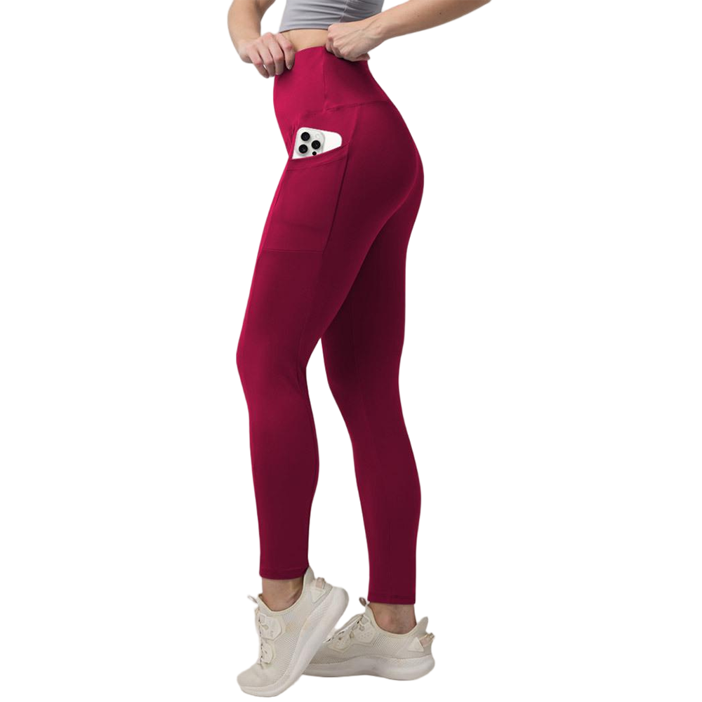 High Waisted Warm Wool Lined Tight Pants With Pockets