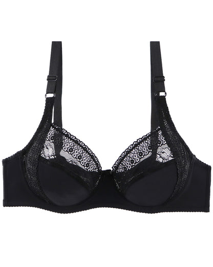 Plus Size Women's Underwear Push-Up Lightweight Underwire Shaping Side-Boob Control Lace