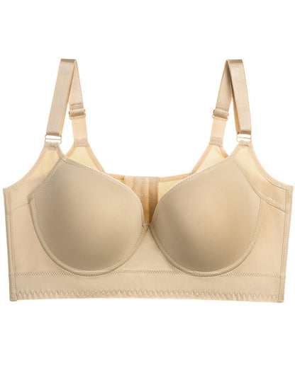 Large Size Smooth Seamless Sexy Lingerie Women's Gathered Breast Anti-sagging Rims Bra Deep V Bra