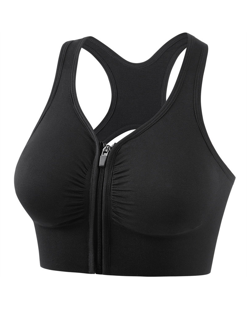 Shock-Absorbing  Supportive  Running  Yoga  Fitness  Cutout  Backless  Front Zipper  Sports  Underwear for Women