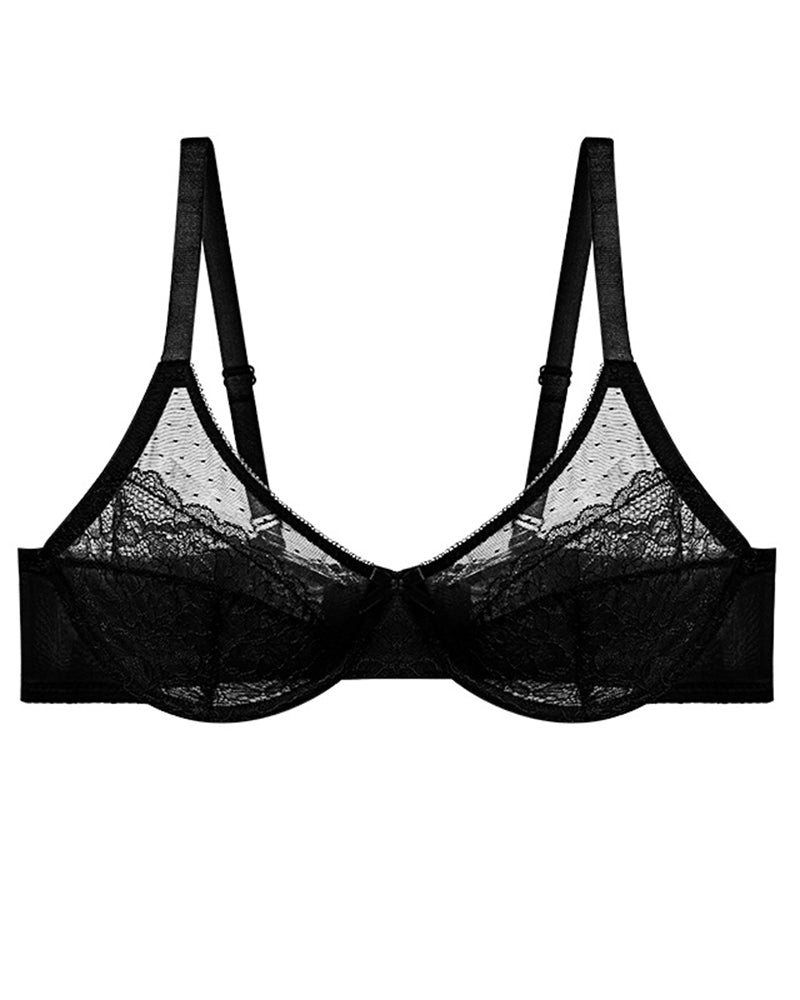 Large Size Underwear Thin Mesh Push-up Bra French Sexy Soft Steel Ring Anti-sagging Bra