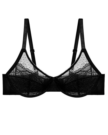 Large Size Underwear Thin Mesh Push-up Bra French Sexy Soft Steel Ring Anti-sagging Bra