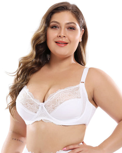 Plus-Size Women's Lingerie Ultra-Thin Sexy Lace Underwire Flatters Larger Busts