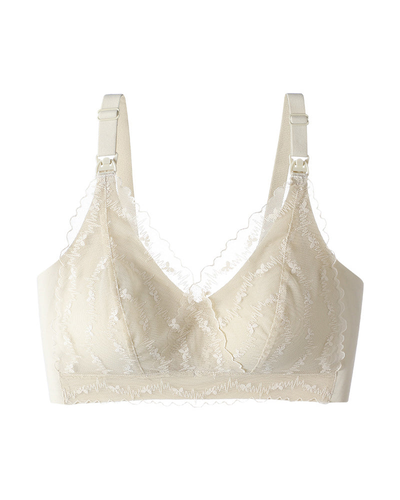 Nursing Bra Seamless Lightweight Wire-free Sexy Lace Push-up Anti-sagging