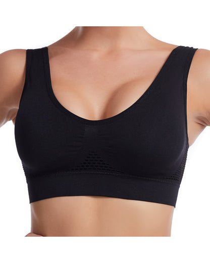 Plus-Size Women's Underwear Yoga & Sports Lace-Up Mesh Breathable Ventilation Wire-Free Tank Top