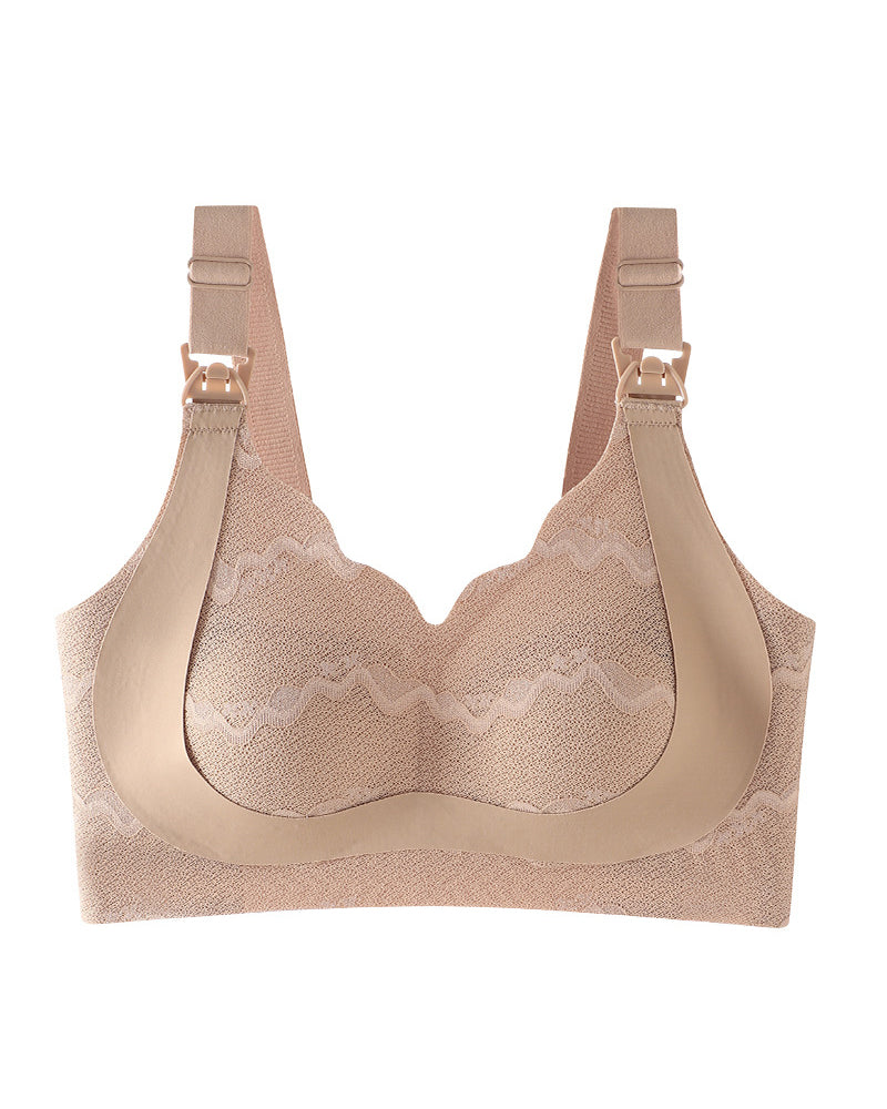 Lace Lightweight Cup Maternity Nursing Bra - Wire-Free Soft Support, Seamless, Anti-Gaping, Strapless